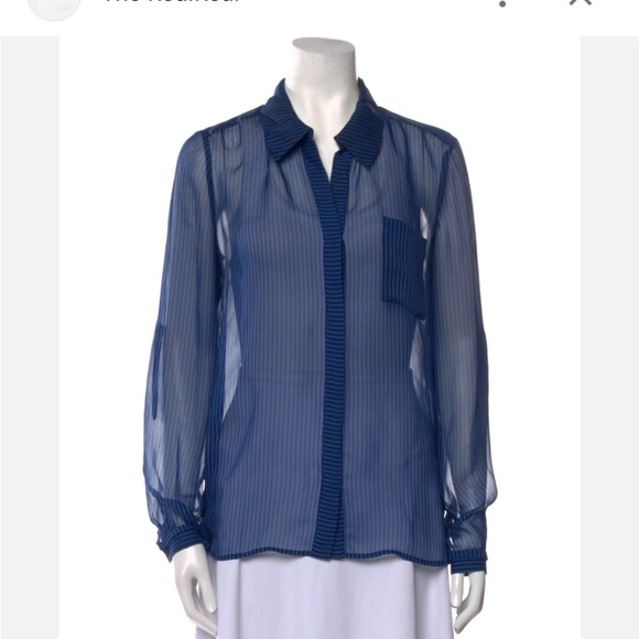 DVF Silk Striped Sheer Top - Picture 1 of 13